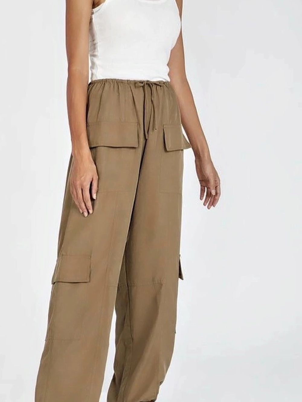 DISSH Heidi Effortless Tencel Blended Cargo Pant Cargo Wide Leg Pants Brown Size